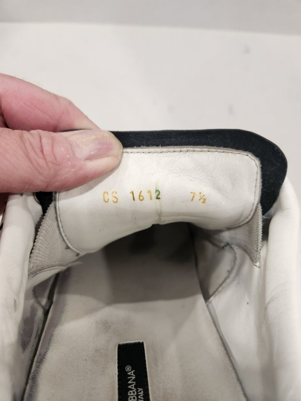 Vintage Dolce & Gabbana Sneakers Mens 7.5 White Blue Leather Crown Milano - Picture 12 of 12